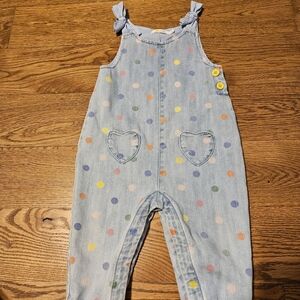 Baby Boden Light Blue Polka Dot Overalls